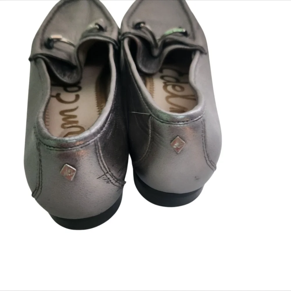 Sam Edelman Talia Silver Metallic Leather Horse Bit Loafers Size 7M